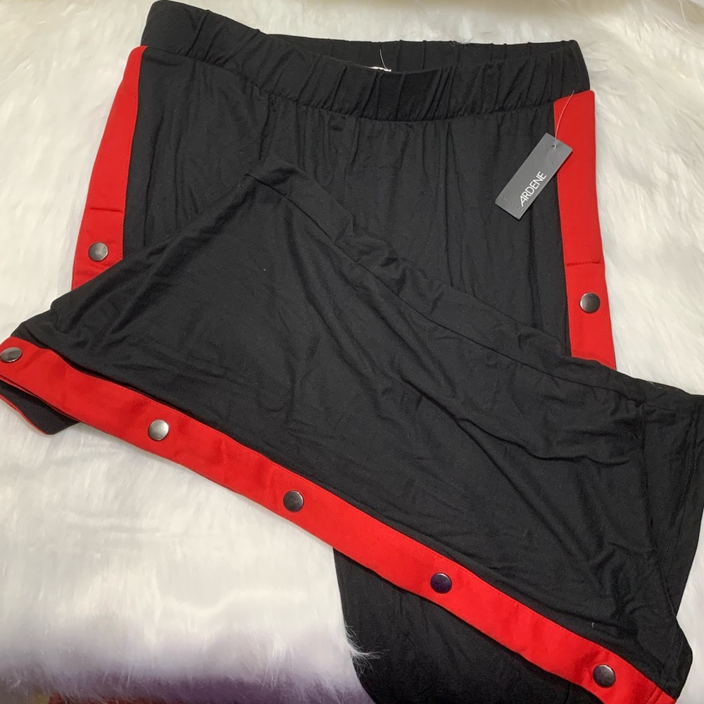 Aredene pants Black with red and snaps down full legs XL